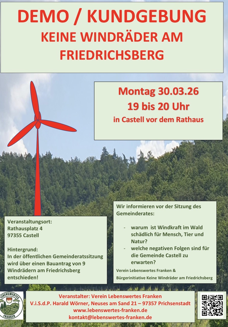 Castell Demo Kundegebung Keine Windräder am Friedrichsberg